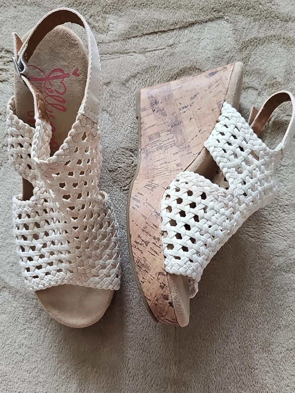 Bella Vita Cream Woven Cork Wedge Sandals